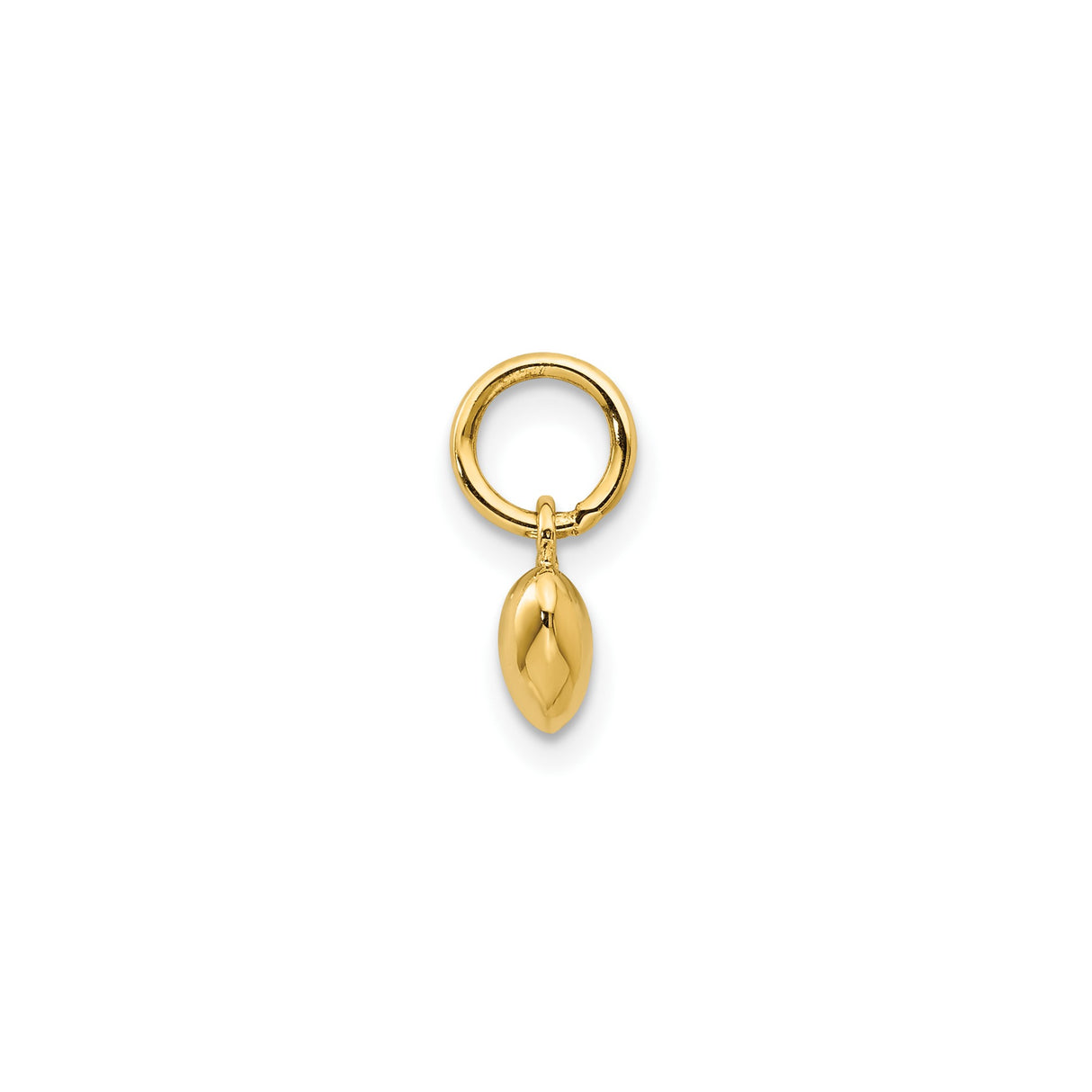 14k Yellow Gold Puffy Heart Charm Pendant with Flat Back, Polished Romantic Jewelry for Women