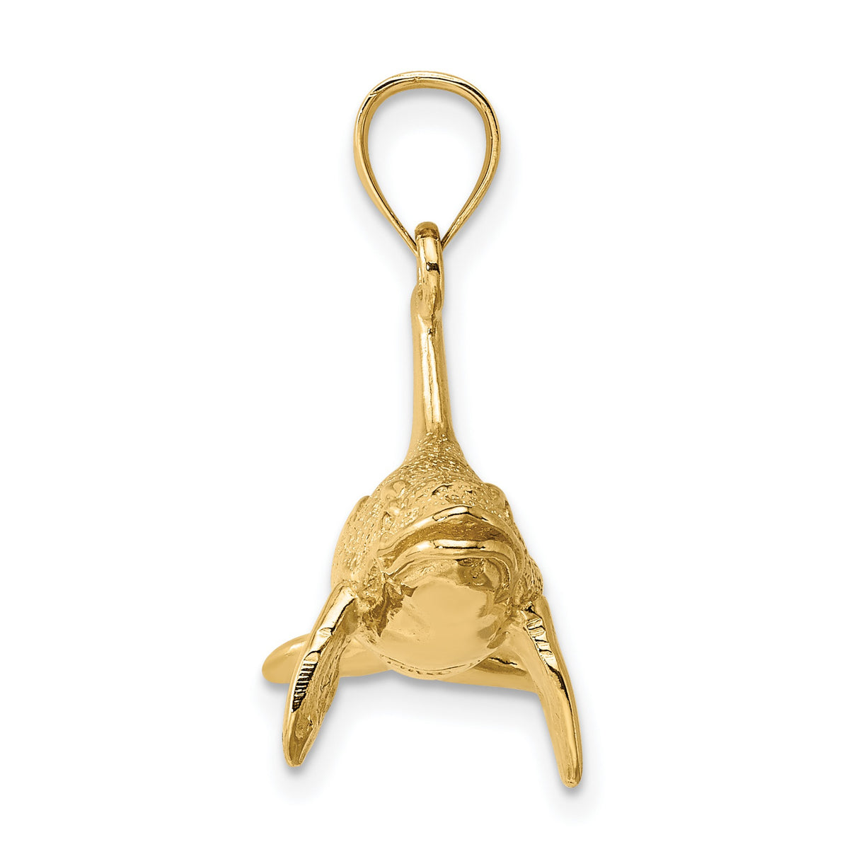 14k Yellow Gold Whale Pendant with Detailed Humpback Design, Ocean Animal Charm