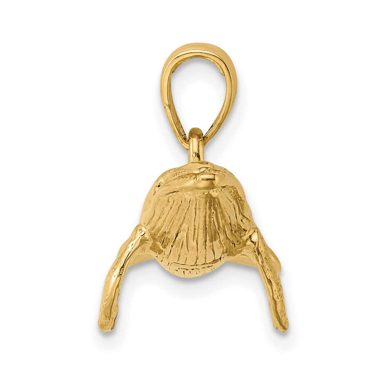 14k Yellow Gold Humpback Whale Pendant, Textured Nautical Ocean Design, Marine Life Charm