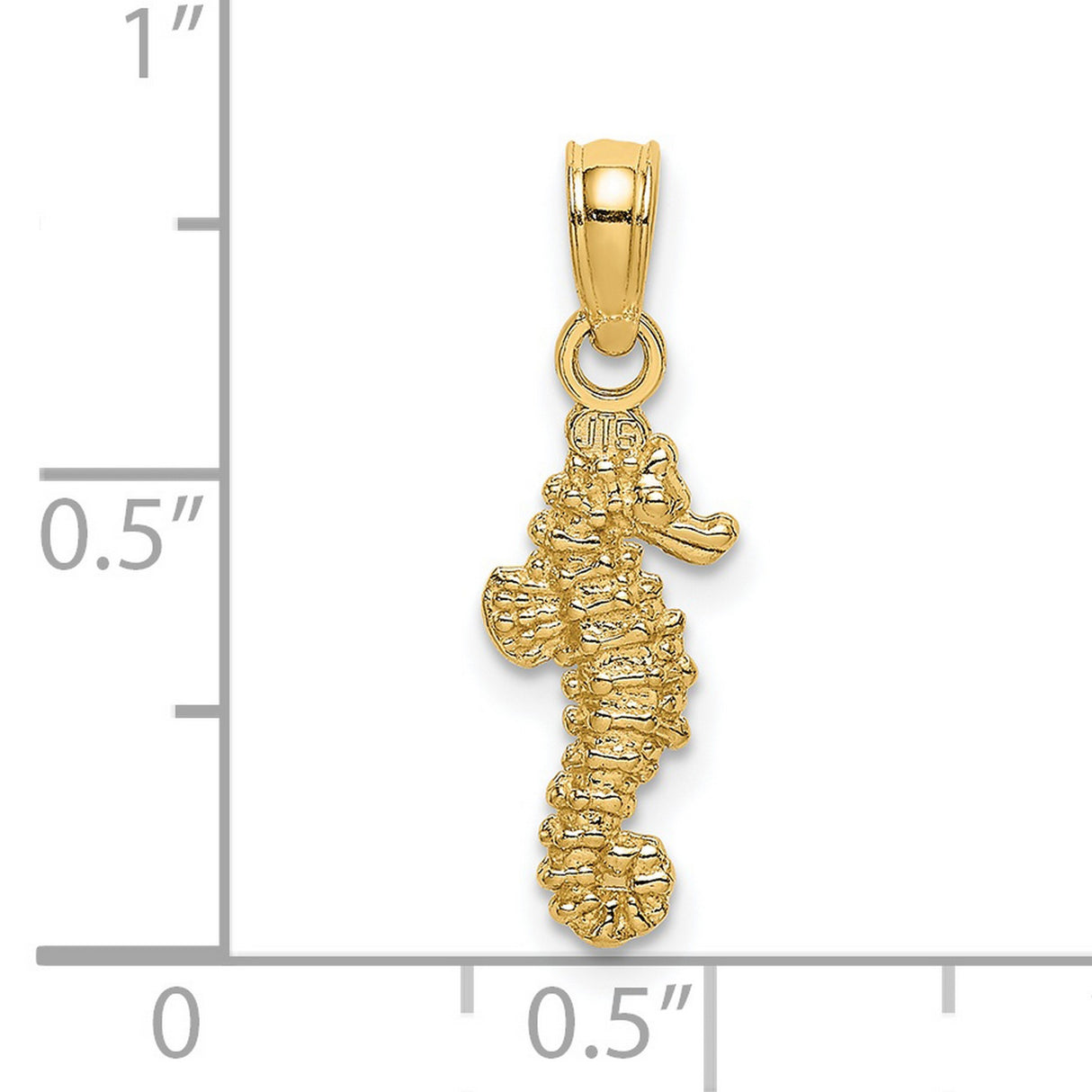 14k Yellow Gold Seahorse Pendant, Detailed Ocean Animal Nautical Charm for Women or Unisex