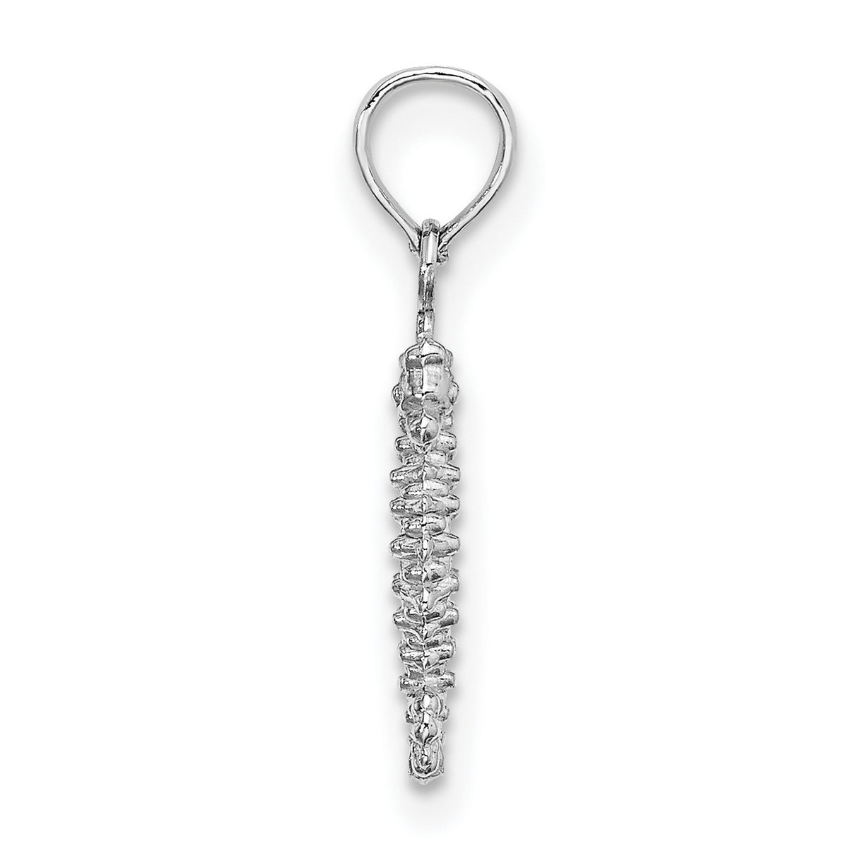 14k White Gold Seahorse Pendant, Textured Nautical Charm with Ocean Design