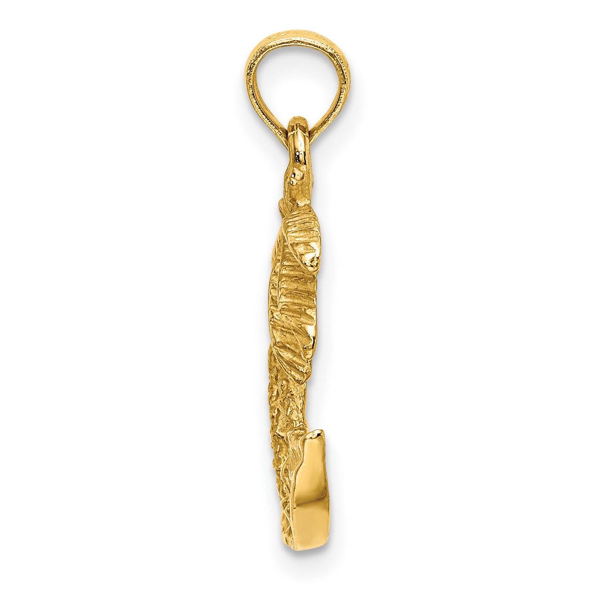 14k Yellow Gold Palm Tree Pendant with Textured Island Design, Tropical Beach Charm