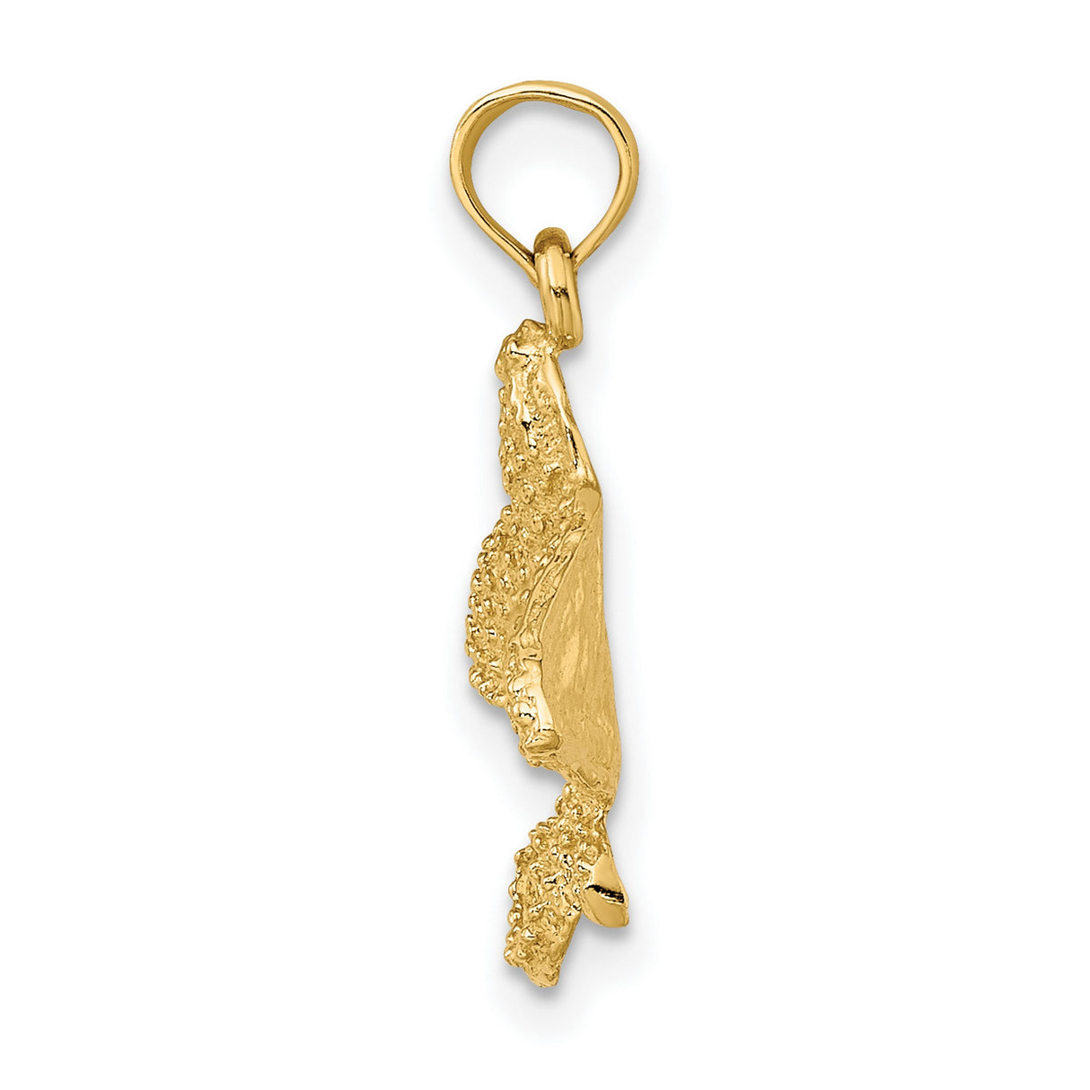 14k Yellow Gold Stingray Pendant, Textured Eagle Ray Charm, Nautical Ocean Theme Jewelry