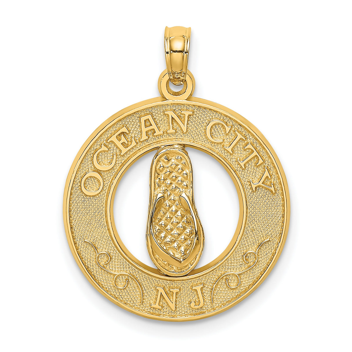 14k Yellow Gold Flip-Flop Pendant, Ocean City NJ Beach Sandal Charm, Coastal Vacation Jewelry