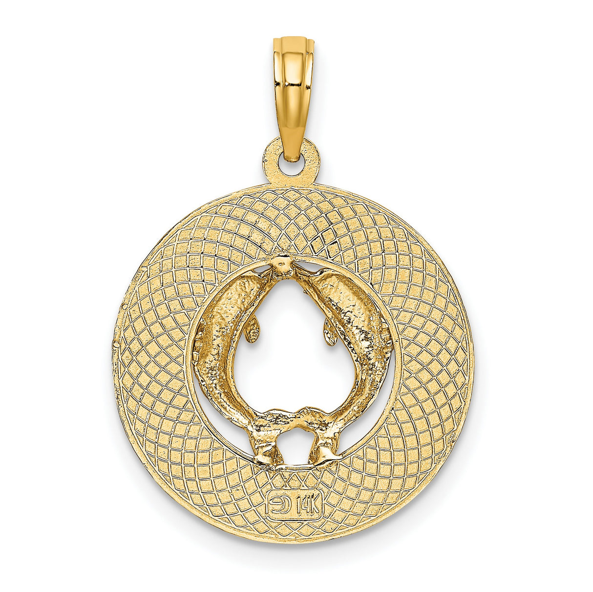 14k Yellow Gold Dolphin Heart Pendant with Sanibel Engraving, Nautical Ocean-Inspired Charm