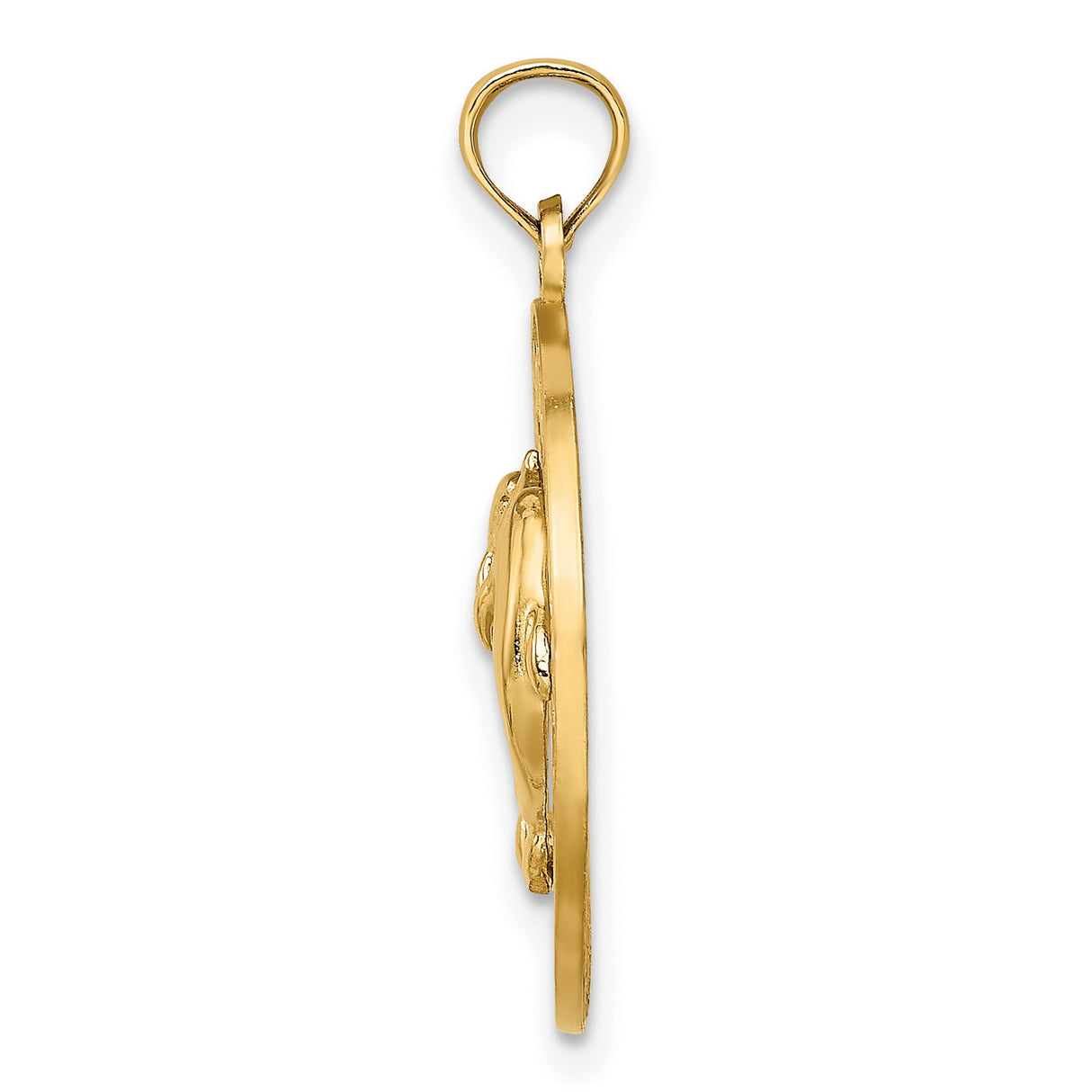 14k Yellow Gold Pendant with Two Dolphins Forming Heart Shape, Nautical Marine Life Theme