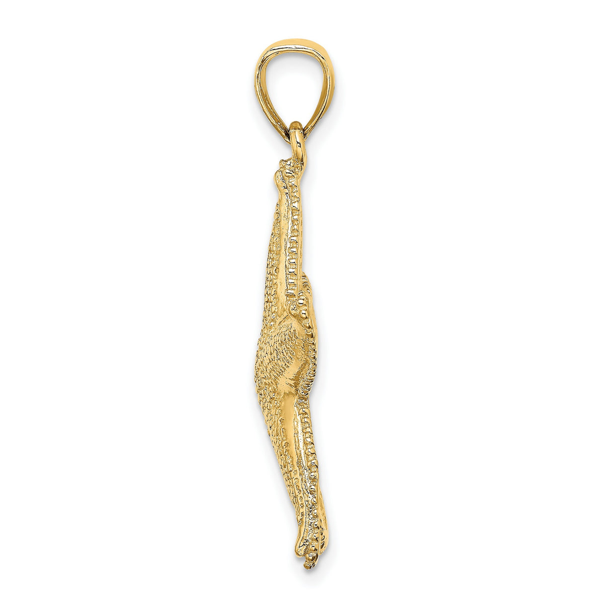 14k Yellow Gold Starfish Pendant with Textured Marine Design, Ocean-Inspired Charm for Women