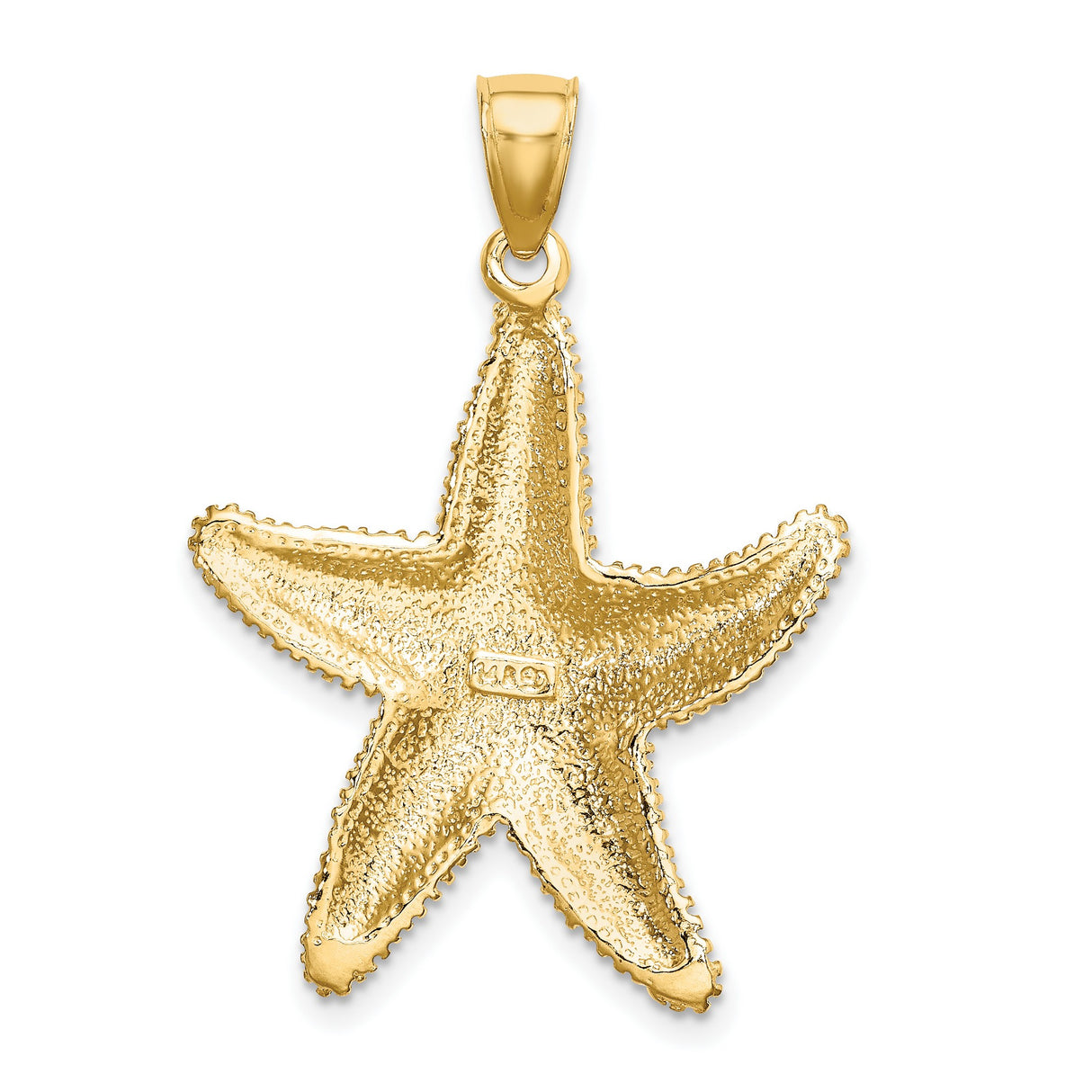 14k Yellow Gold Starfish Pendant with Textured Marine Design, Ocean-Inspired Charm for Women