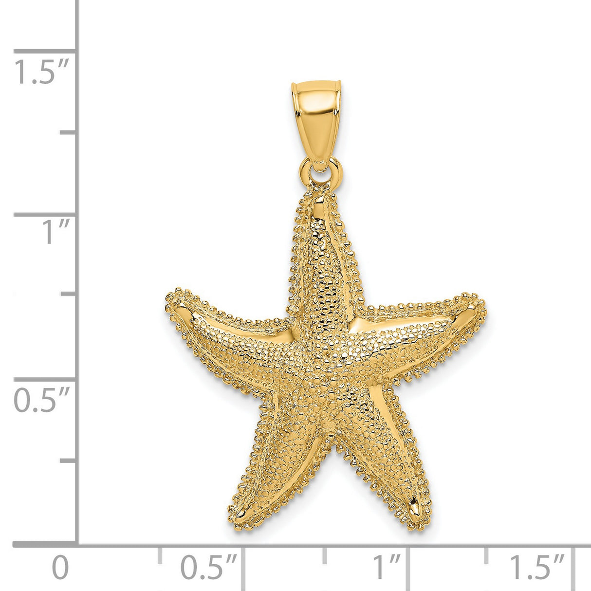 14k Yellow Gold Starfish Pendant with Textured Marine Design, Ocean-Inspired Charm for Women
