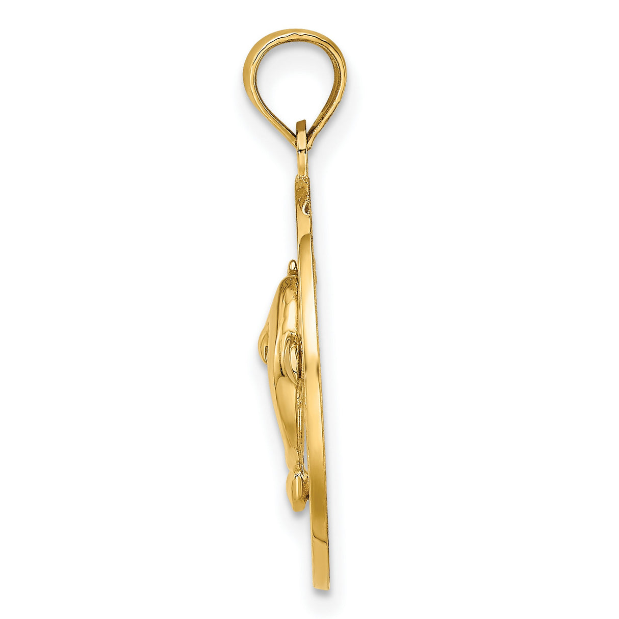 14k Yellow Gold Dolphin Heart Pendant with Saint Augustine Engraving, Nautical Charm