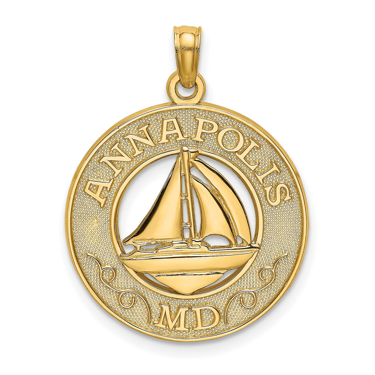 14k Yellow Gold Sailboat Pendant, Annapolis MD Nautical Charm, Coastal Travel Jewelry
