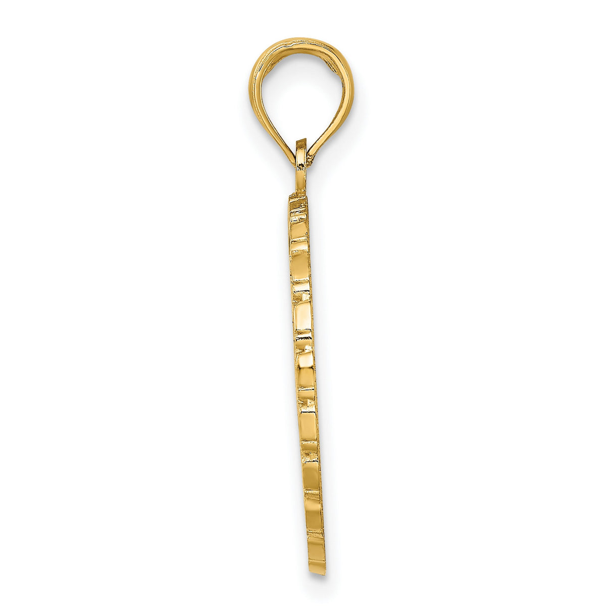 14k Yellow Gold Jamaica Palm Tree Pendant with Textured Background, Island Travel Charm