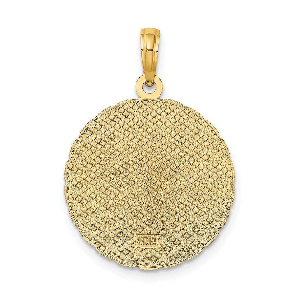 14k Yellow Gold Jamaica Palm Tree Pendant with Textured Background, Island Travel Charm