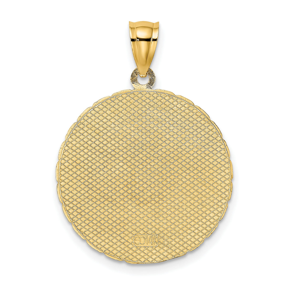 14k Yellow Gold Dolphin Pendant with Jamaica Engraving, Nautical Ocean Life Charm