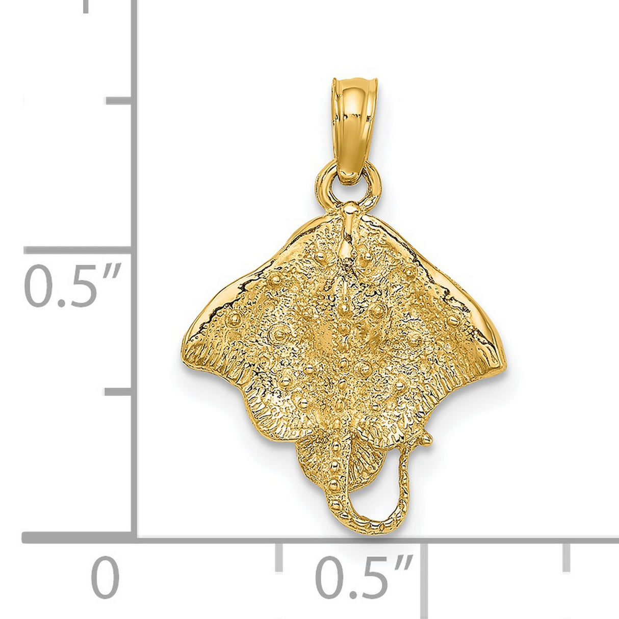 14k Yellow Gold Stingray Pendant with Textured Detail and Oceanic Design