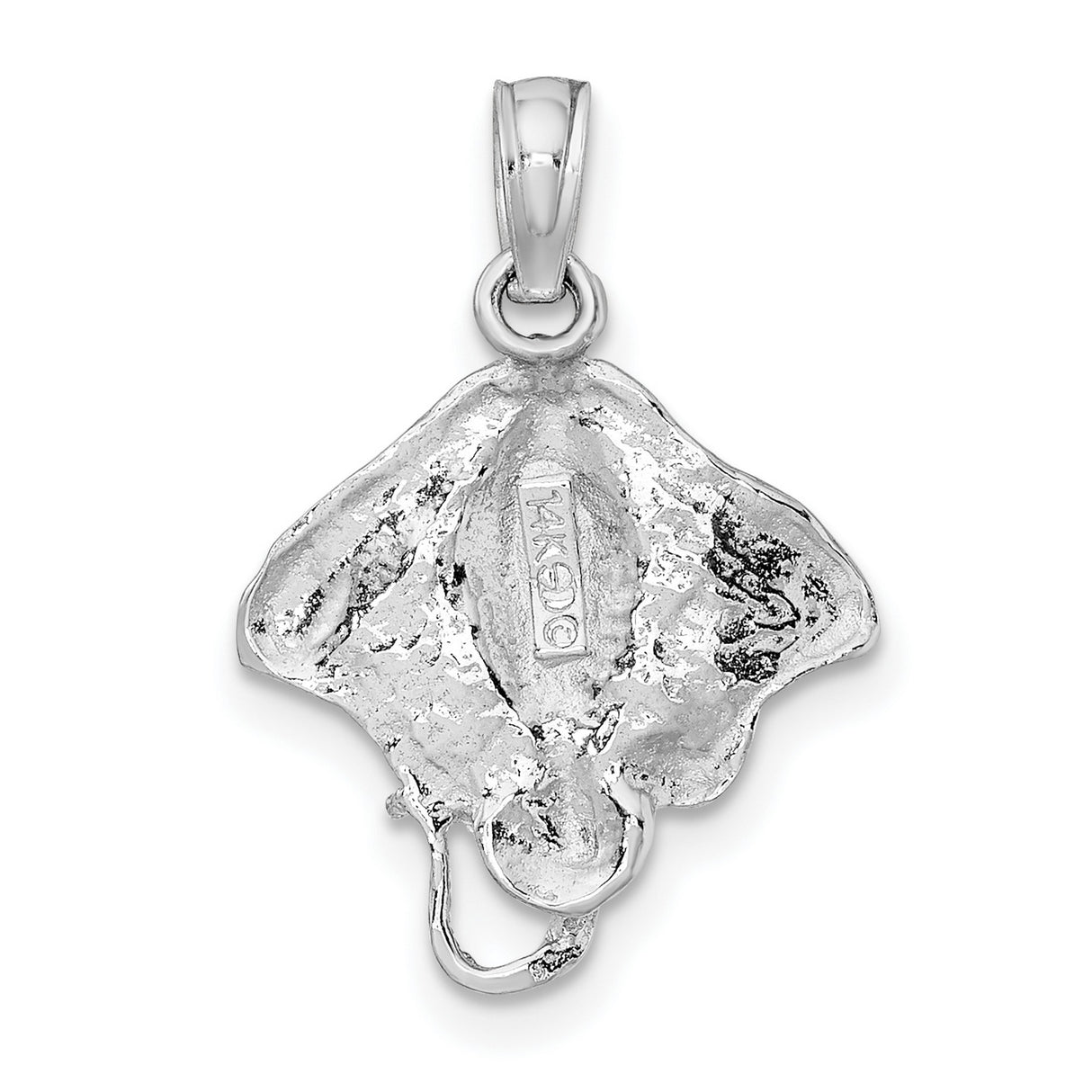 14k White Gold Stingray Pendant, Detailed Nautical Ocean Design for Women or Unisex