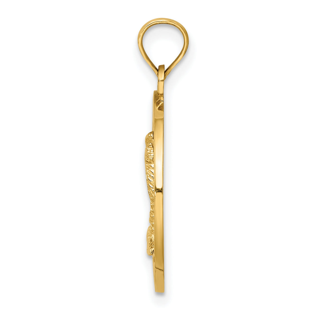 14k Yellow Gold Palm Tree Pendant with Cutout Tropical Design, Florida Travel Theme