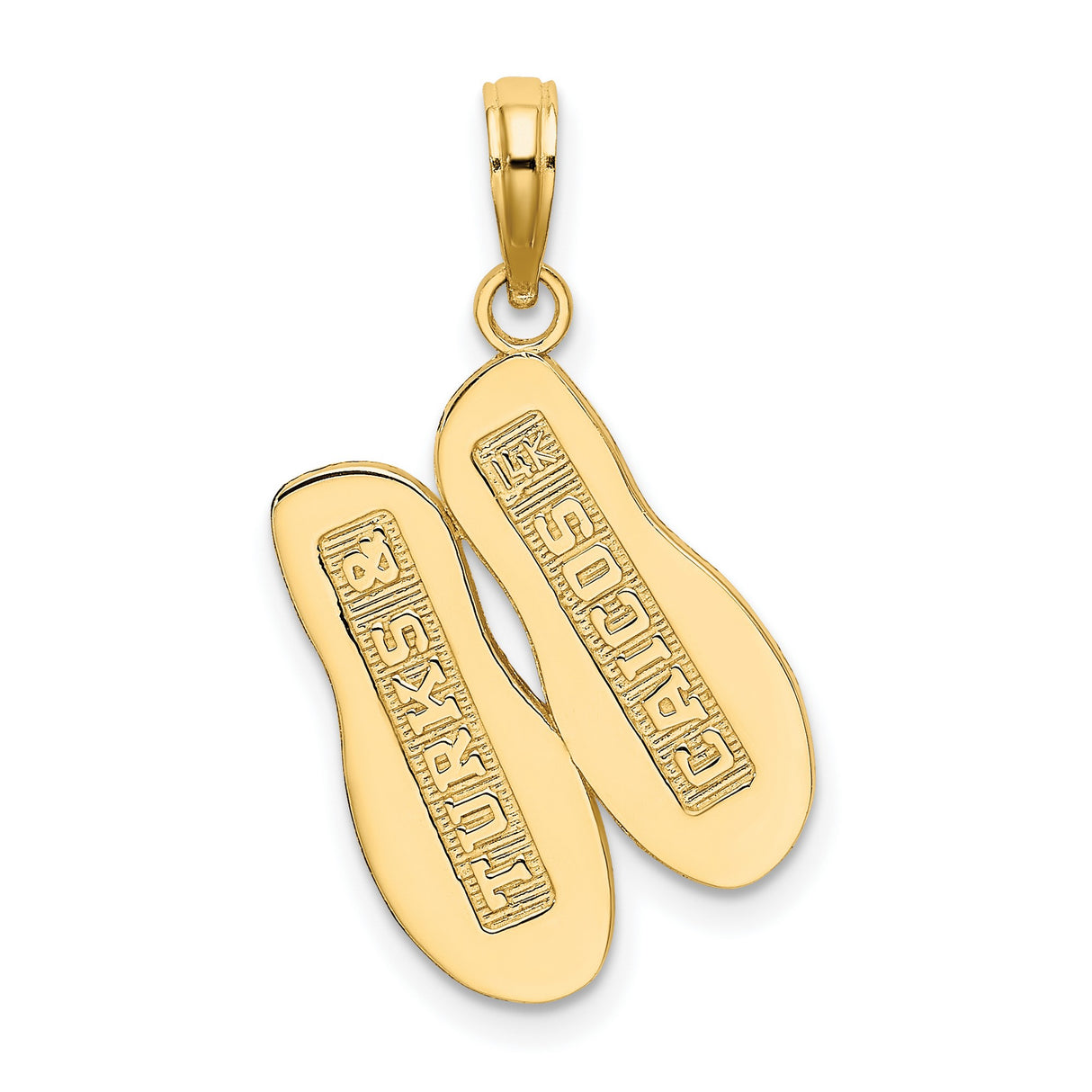 14k Yellow Gold Flip Flop Pendant with Textured Sole, Tropical Sandal Charm
