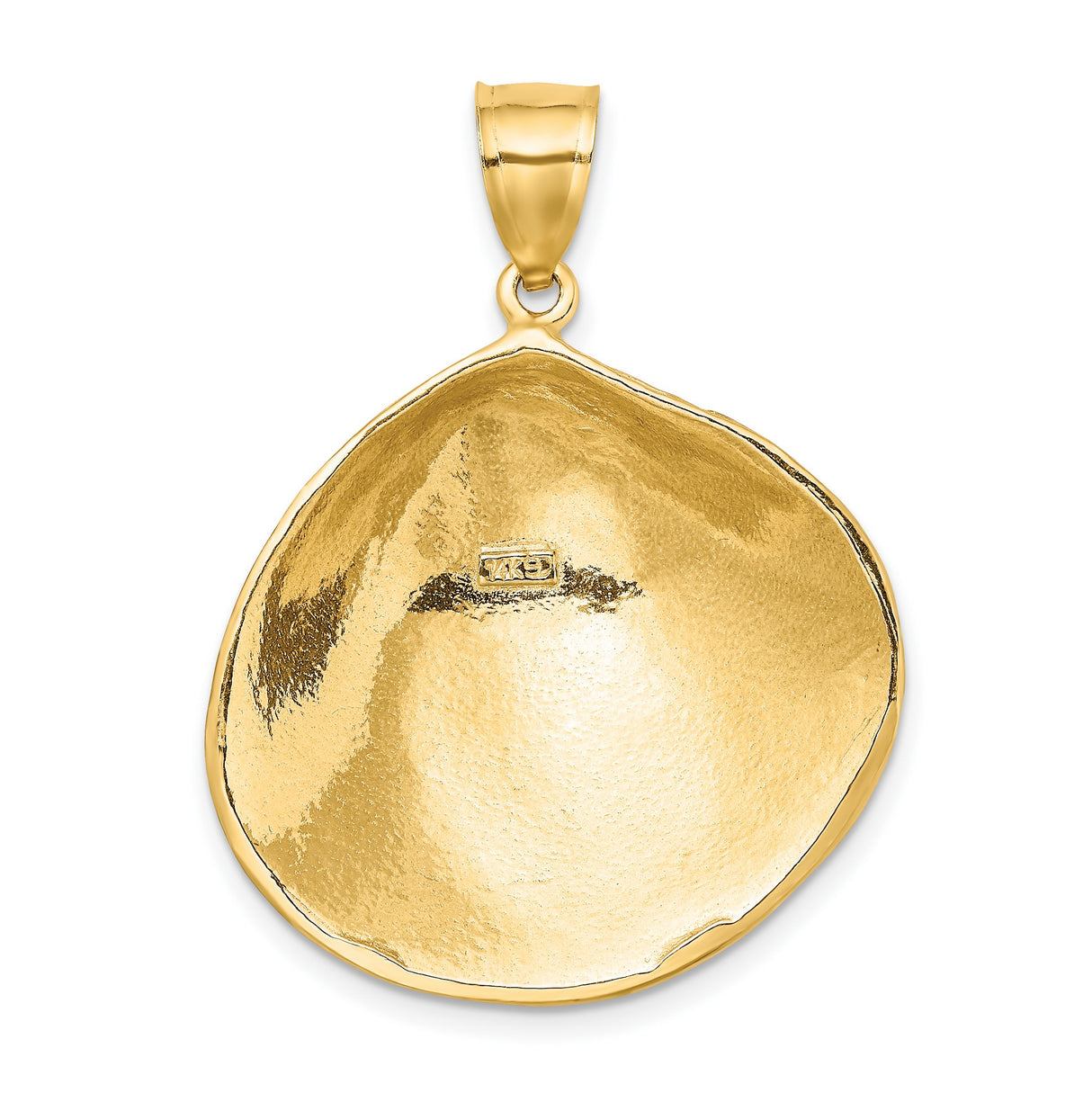 14k Yellow Gold Seashell Pendant with Detailed Clam Shell Design, Nautical Beach Charm