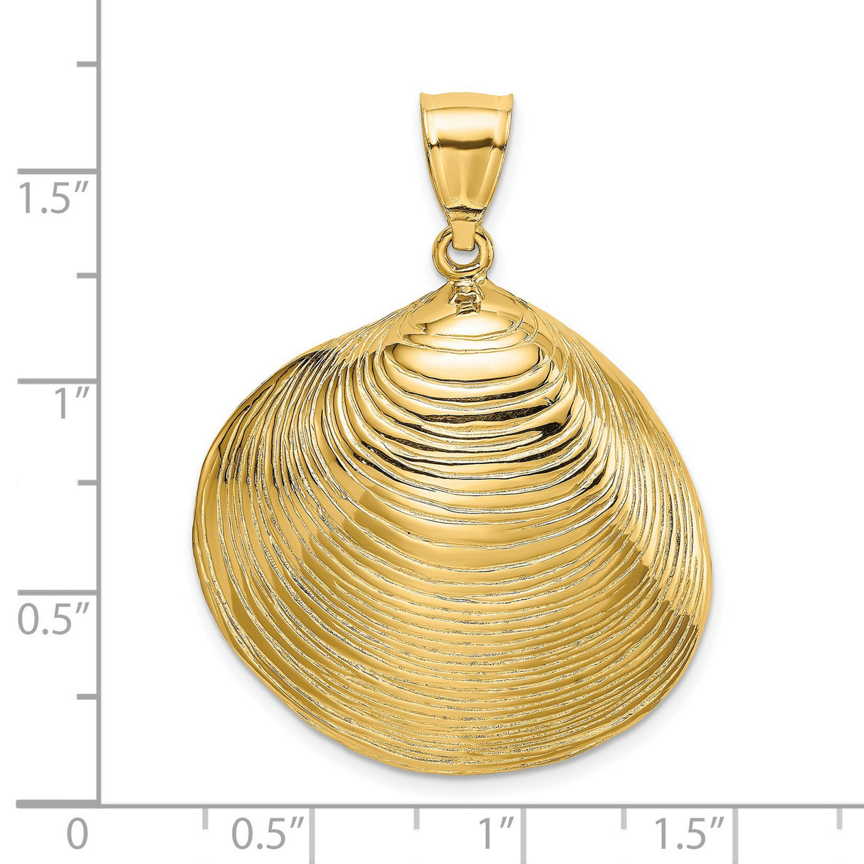 14k Yellow Gold Seashell Pendant with Detailed Clam Shell Design, Nautical Beach Charm