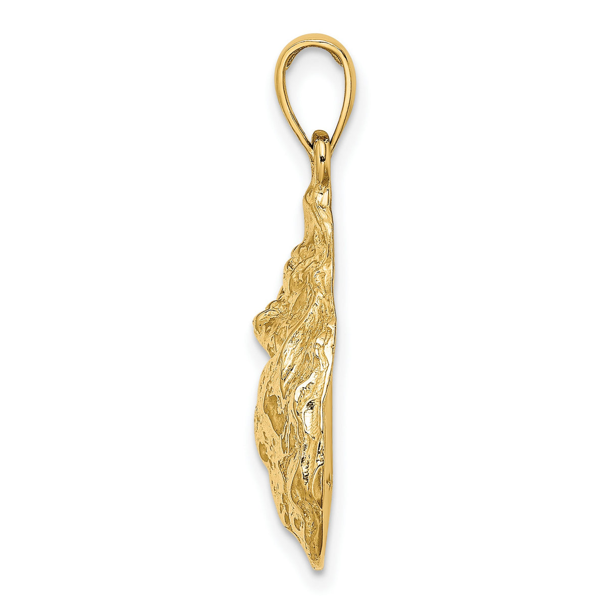 14k Yellow Gold Nugget Pendant with Rugged Texture and Polished Finish for Men