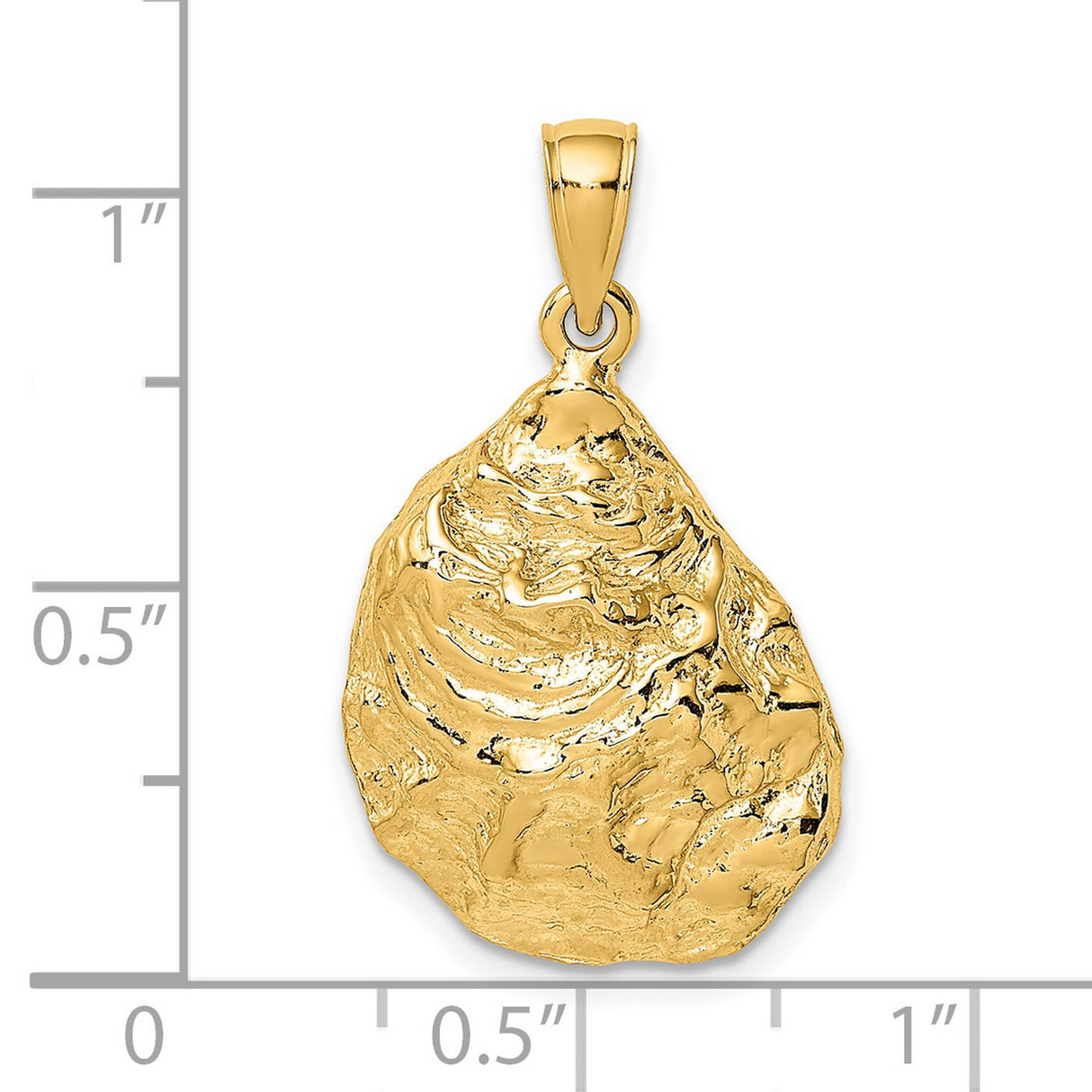 14k Yellow Gold Nugget Pendant with Rugged Texture and Polished Finish for Men
