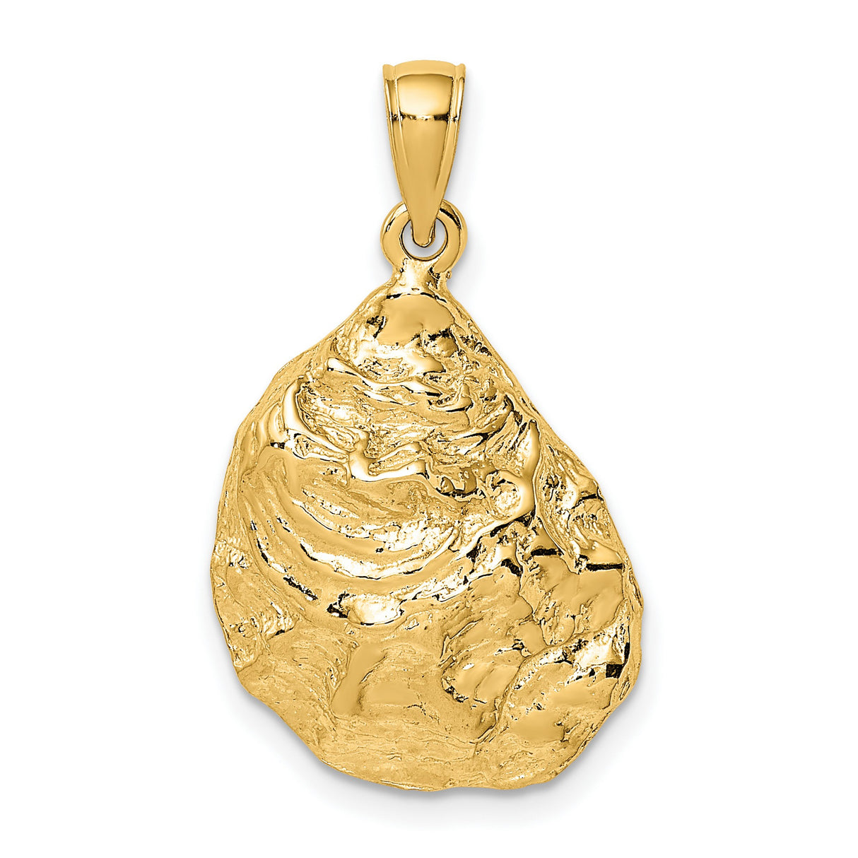 14k Yellow Gold Nugget Pendant with Rugged Texture and Polished Finish for Men