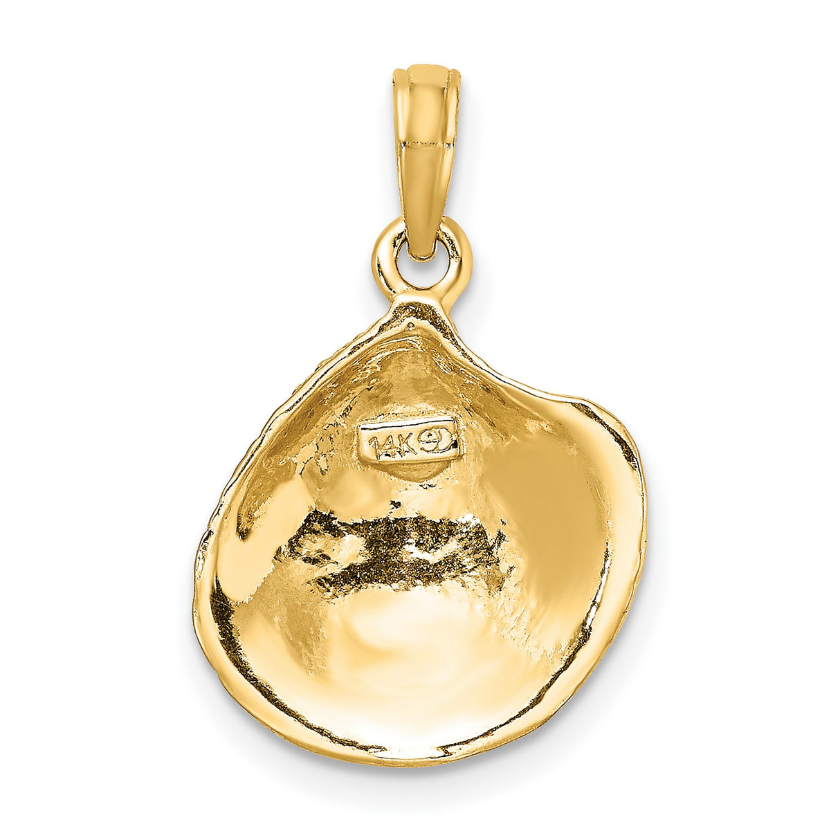 14k Yellow Gold Seashell Pendant with Realistic Clam Shell Design, Ocean-Inspired Coastal Jewelry