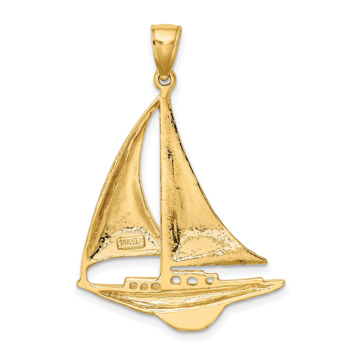 14k Yellow Gold Sailboat Pendant, Nautical Maritime Charm Symbolizing Freedom and Adventure