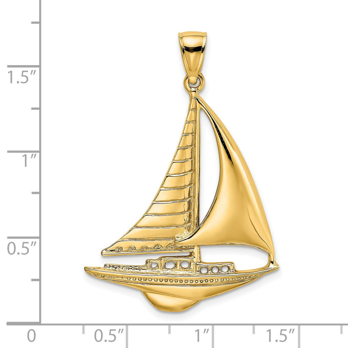 14k Yellow Gold Sailboat Pendant, Nautical Maritime Charm Symbolizing Freedom and Adventure