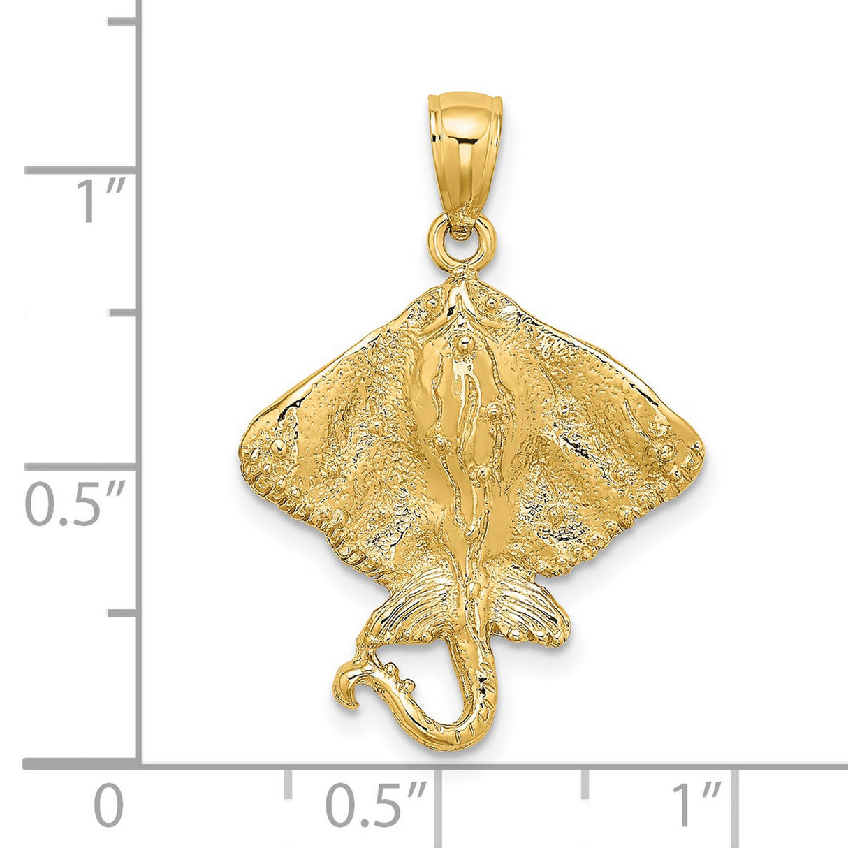 14k Yellow Gold Stingray Pendant, Nautical Ocean Life Charm, Nature-Inspired Jewelry for Men and Women