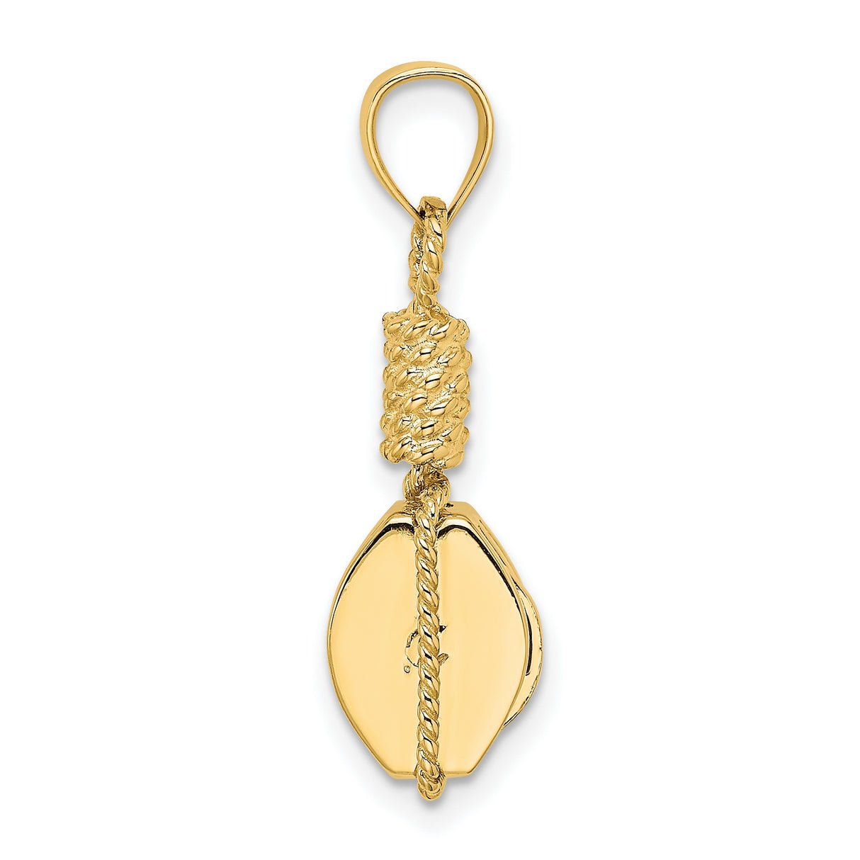 14k Yellow Gold Pendant, Rectangular Military Style with Rope Detail and Rank Insignia for Men