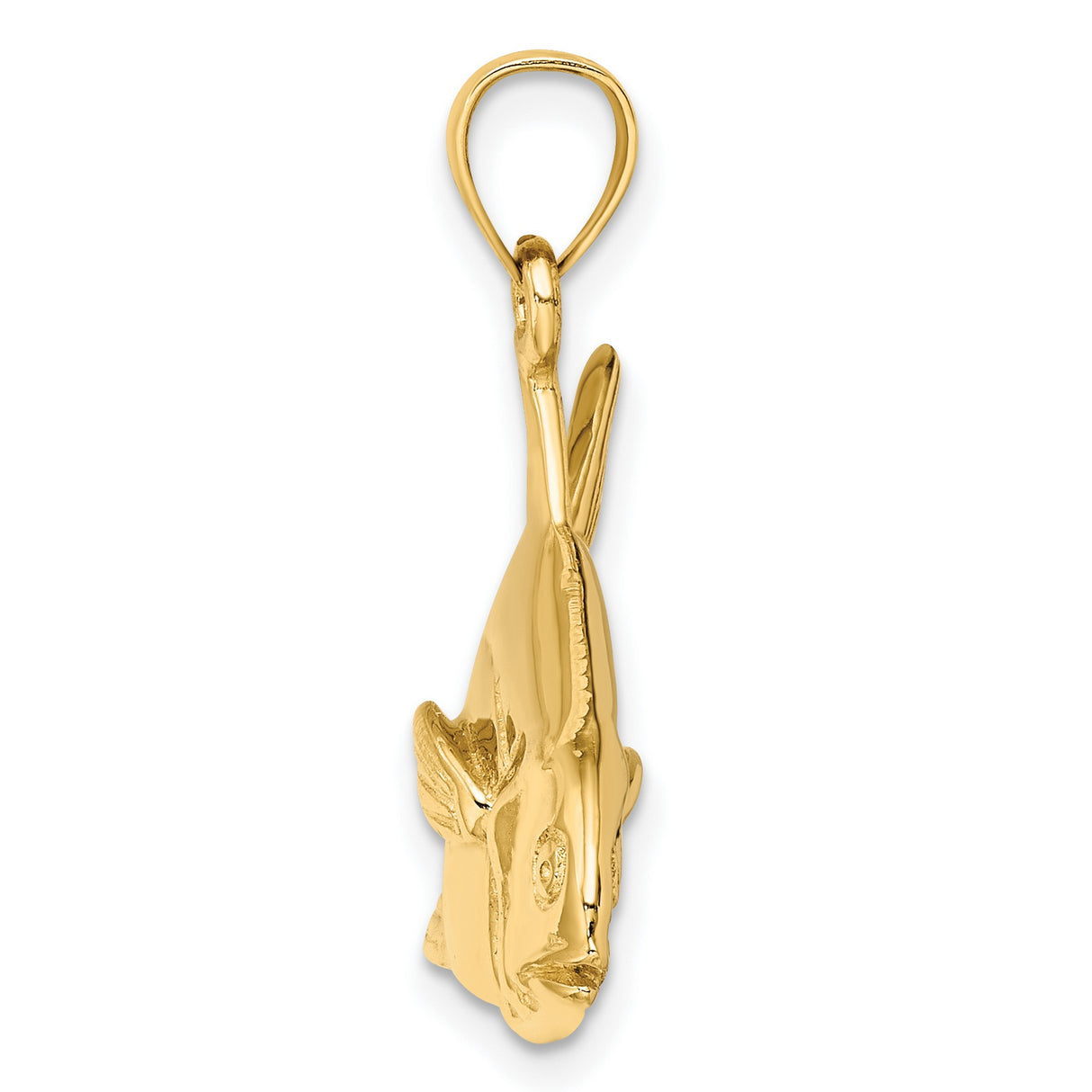14k Yellow Gold Fish Pendant, Nautical Ocean Life Charm, Unisex Fine Jewelry