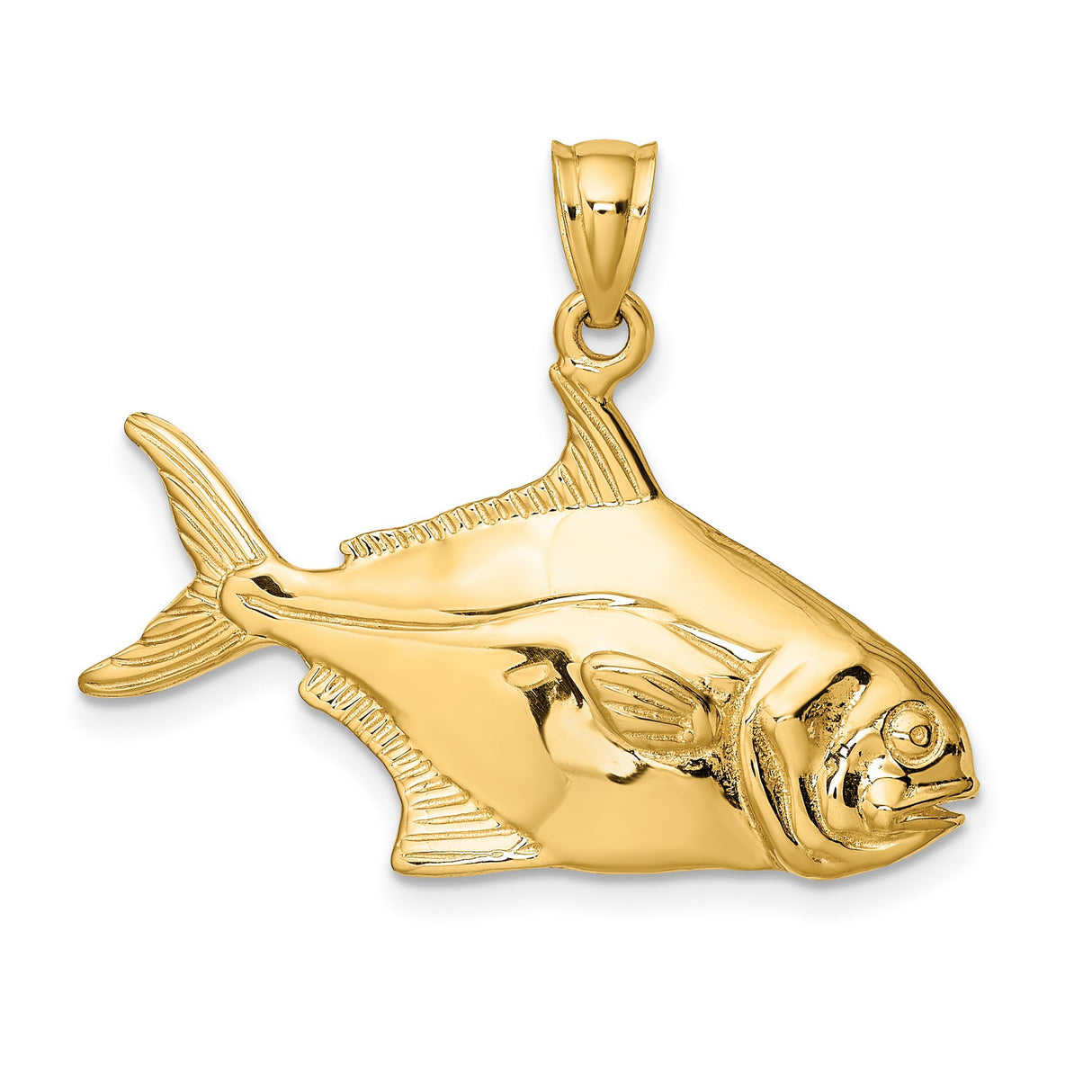 14k Yellow Gold Fish Pendant, Nautical Ocean Life Charm, Unisex Fine Jewelry
