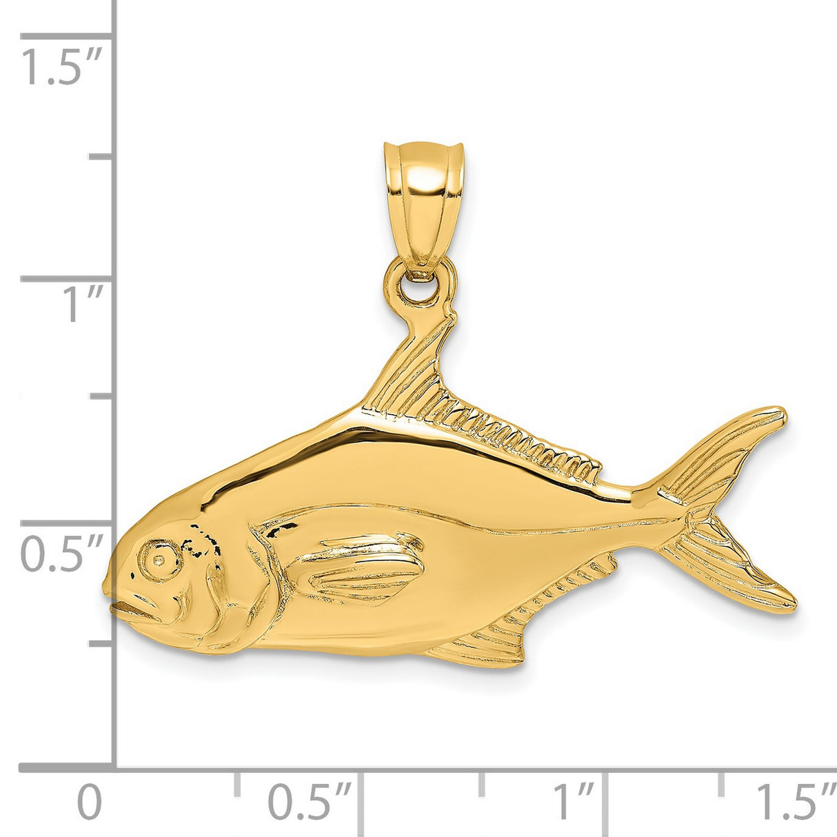14k Yellow Gold Fish Pendant, Nautical Ocean Life Charm, Unisex Fine Jewelry