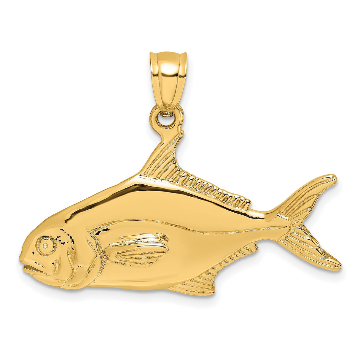 14k Yellow Gold Fish Pendant, Nautical Ocean Life Charm, Unisex Fine Jewelry
