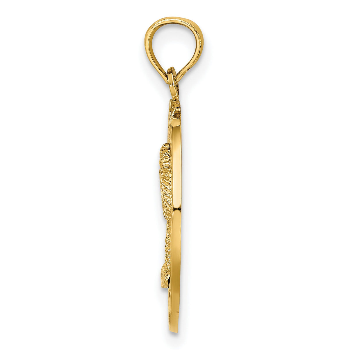 14k Yellow Gold Palm Tree Pendant, Tropical Island Charm with Detailed Design