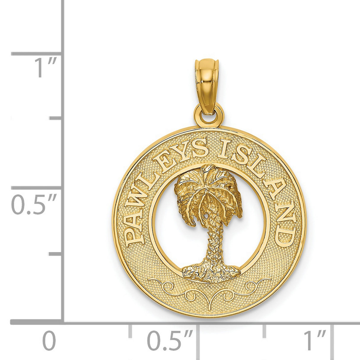 14k Yellow Gold Palm Tree Pendant, Tropical Island Charm with Detailed Design