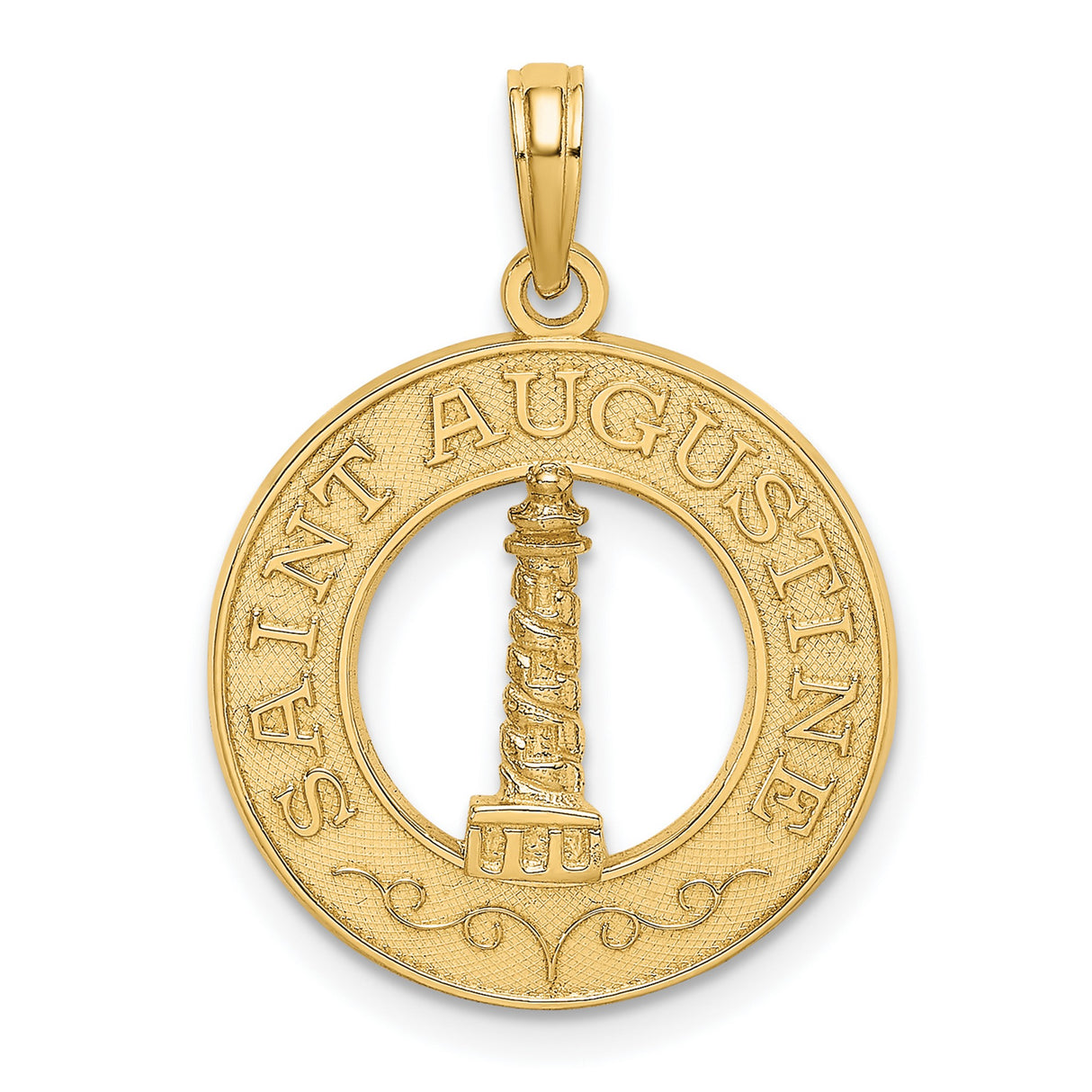 14k Yellow Gold Saint Augustine Lighthouse Pendant, Nautical Coastal Charm for Women or Unisex Wear