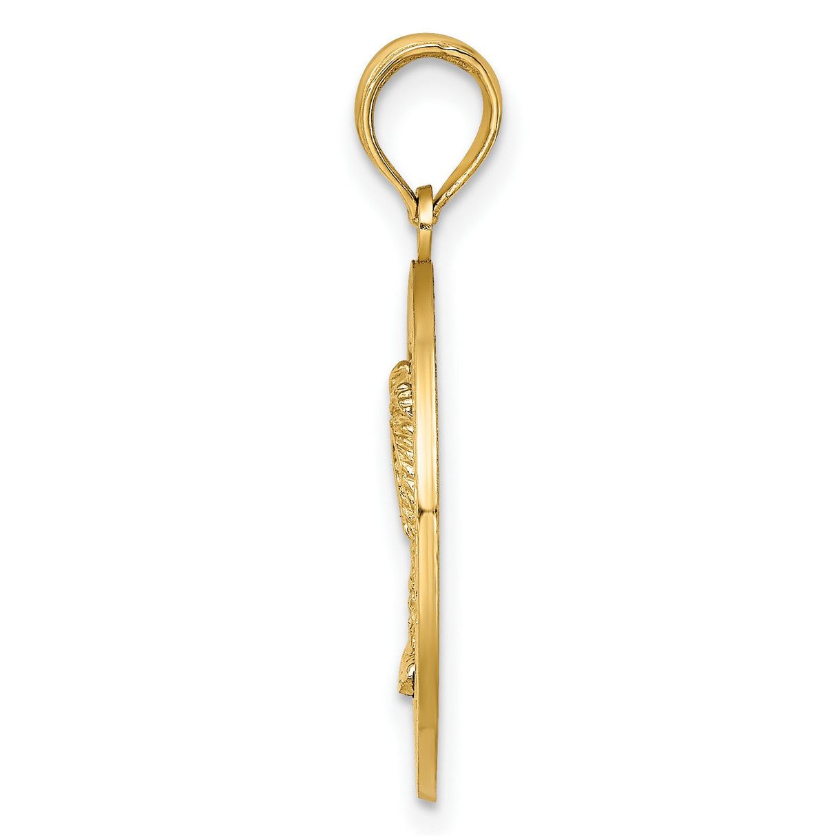 14k Yellow Gold Saint Augustine Pendant with Palm Tree Design, Round Religious Charm