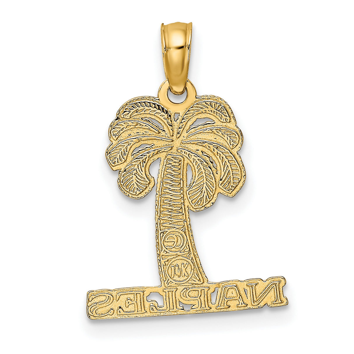 14k Yellow Gold Pendant with Palm Tree Design, Tropical Vacation Charm