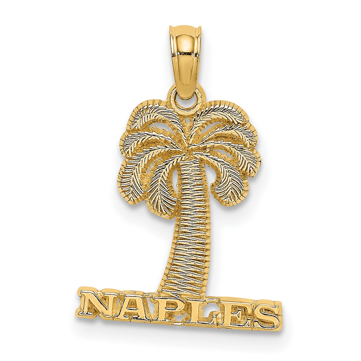 14k Yellow Gold Pendant with Palm Tree Design, Tropical Vacation Charm