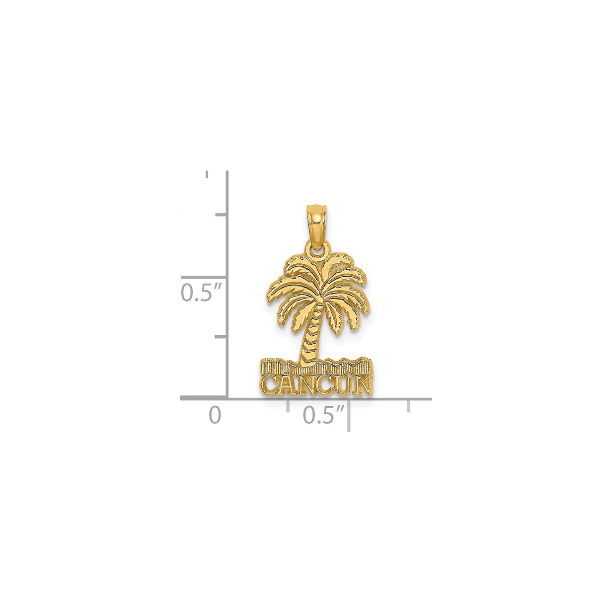 14k Yellow Gold Palm Tree Pendant, Tropical Vacation Charm Pendant for Women or Unisex Wear