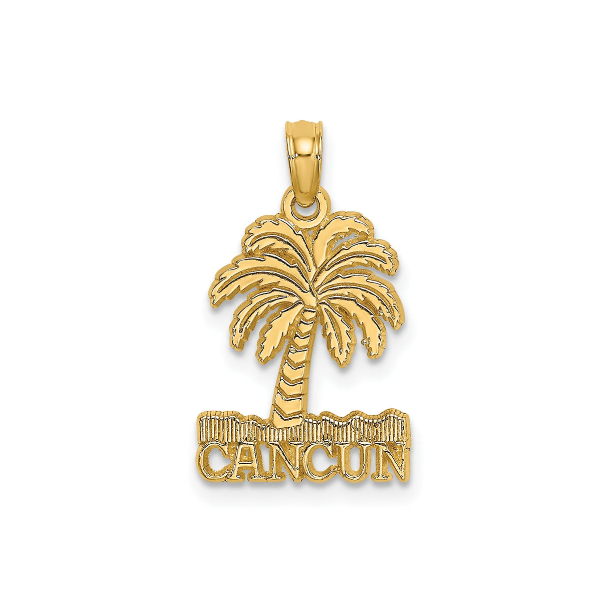 14k Yellow Gold Palm Tree Pendant, Tropical Vacation Charm Pendant for Women or Unisex Wear
