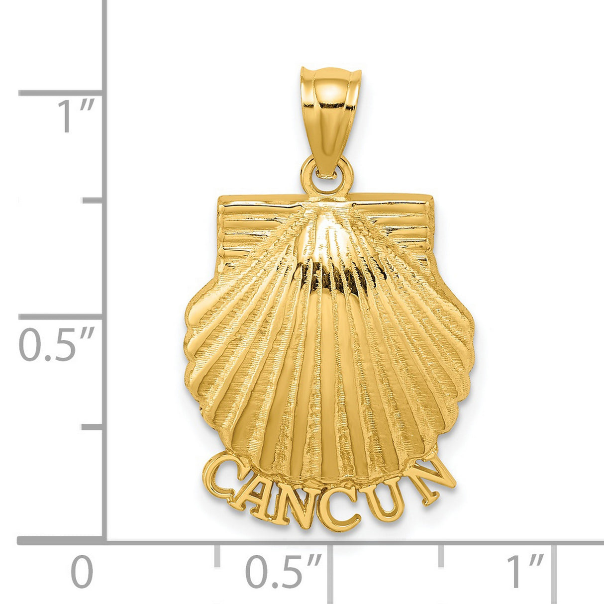 14k Yellow Gold Scallop Shell Pendant, Cancun Beach Charm, Coastal Vacation Jewelry