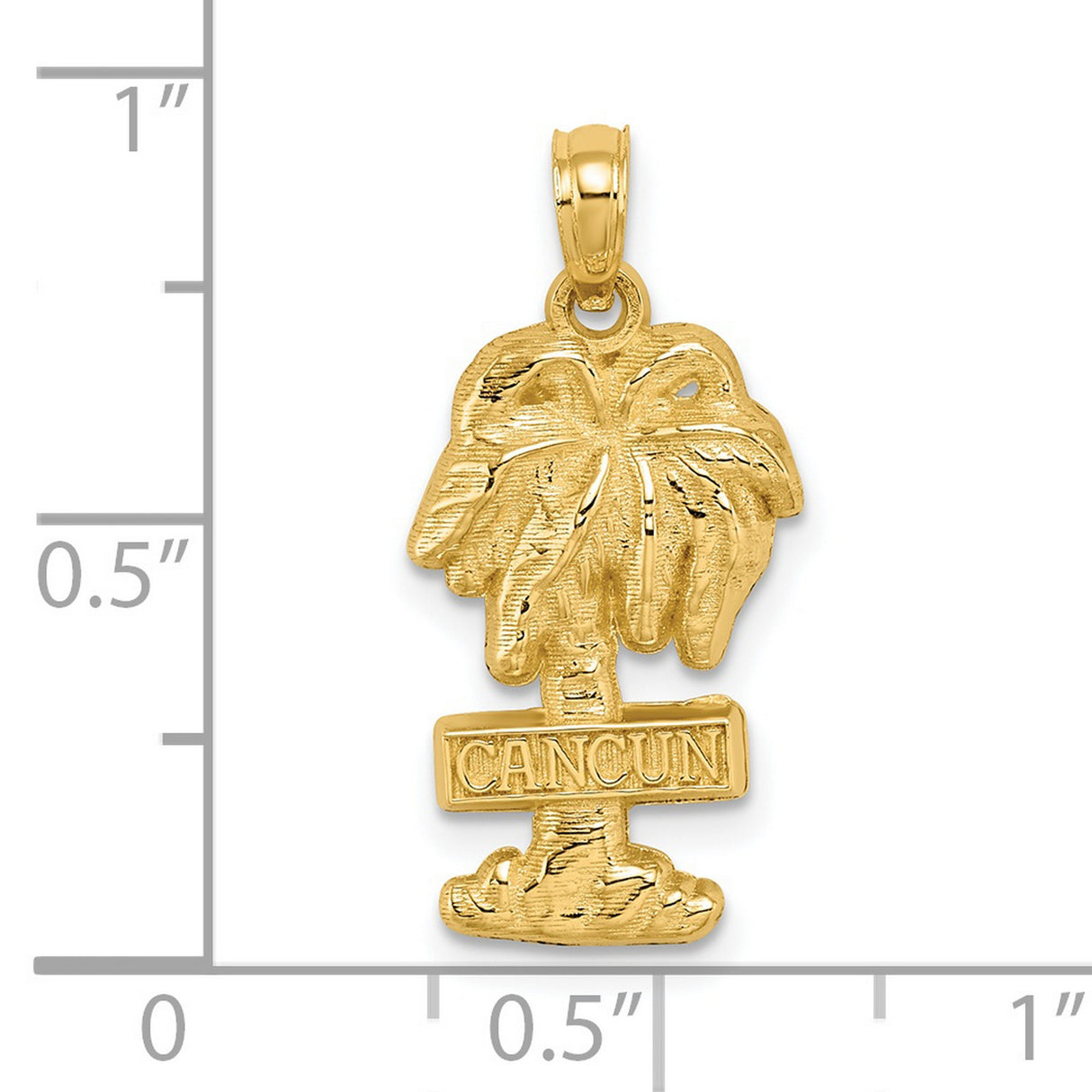 14k Yellow Gold Palm Tree Pendant, Tropical Cancun Vacation Charm for Women or Unisex Wear