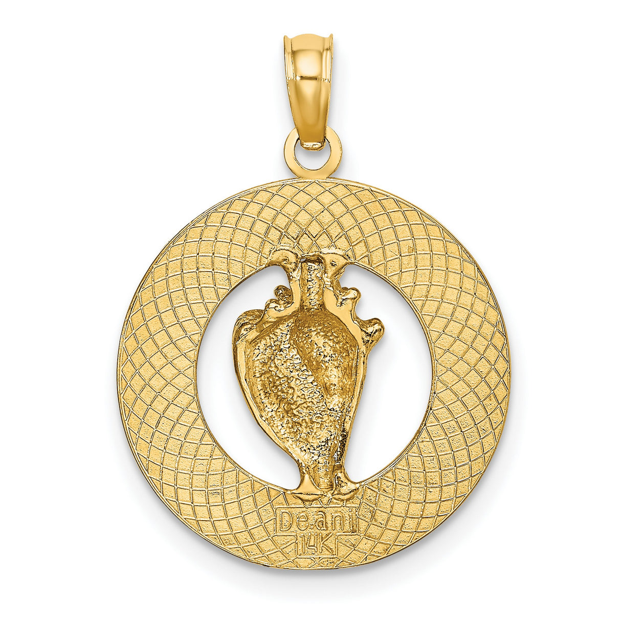 14k Yellow Gold Bonaire Pendant with Raised Conch Shell, Island Charm, Ocean-Inspired Jewelry
