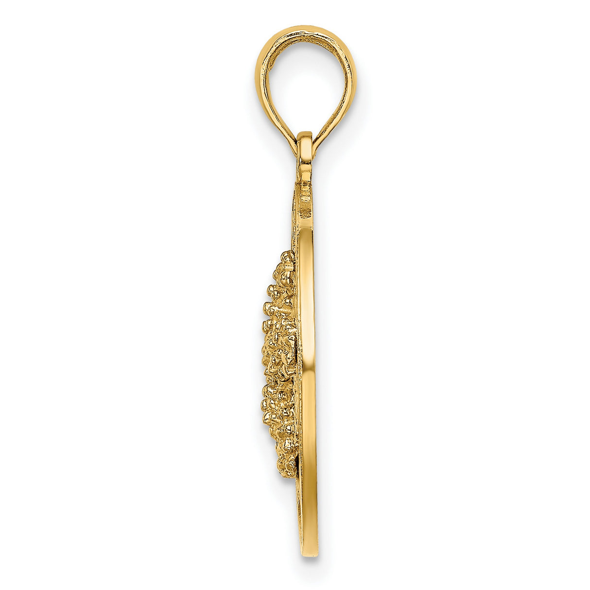 14k Yellow Gold Cape Cod Pendant with Textured Starfish, Nautical Beach Theme Charm