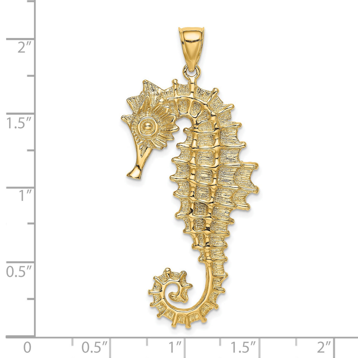 14k Yellow Gold Seahorse Pendant, Textured Marine Animal Charm, Nautical Jewelry for Women or Unisex