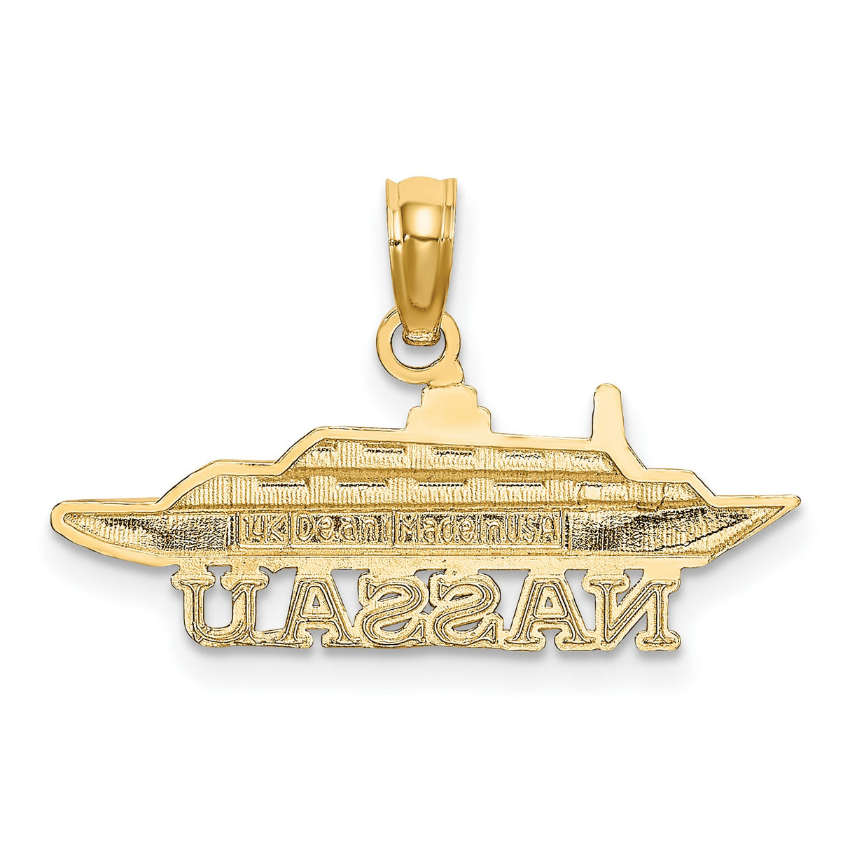 14k Yellow Gold Cruise Ship Nassau Pendant, Nautical Charm for Travel and Caribbean Adventure